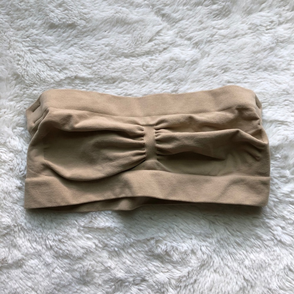 SKIMS Fits Everybody Bandeau Bra Ochre Tan Strapless Seamless Size Small NWOT - Picture 3 of 8